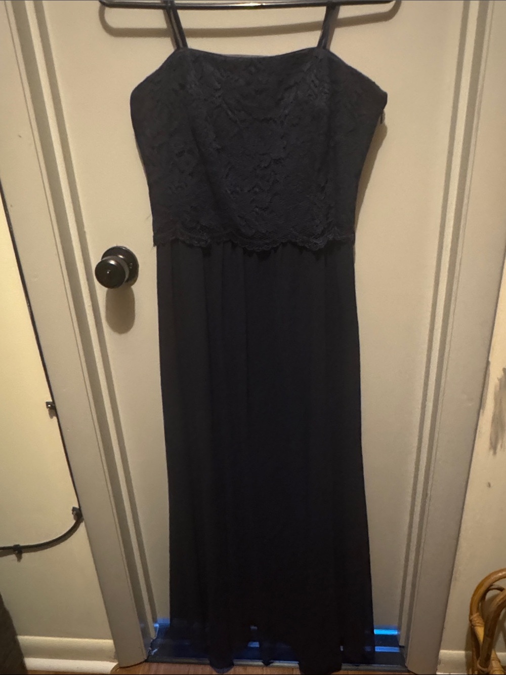 Lauren Ralph Lauren Navy Strapless Lace Bodice Maxi Dress